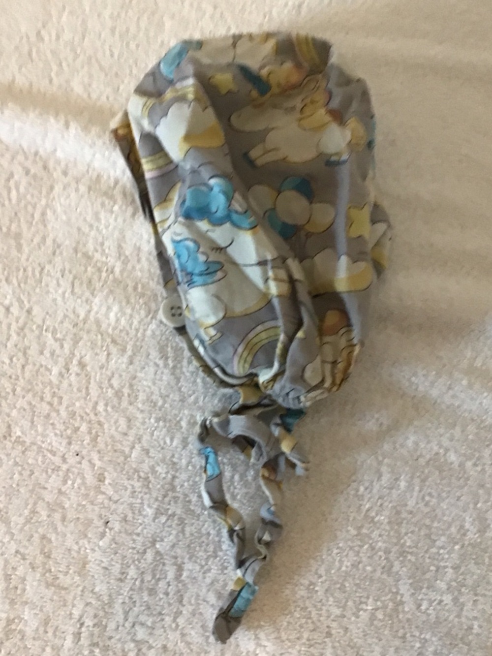 Grey Unicorn Print Scrub Cap with Ties
